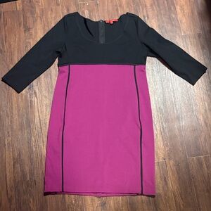 Narciso Rodriguez for Design Nation Black and Fushia Purple 3/4 Sleeve Dress